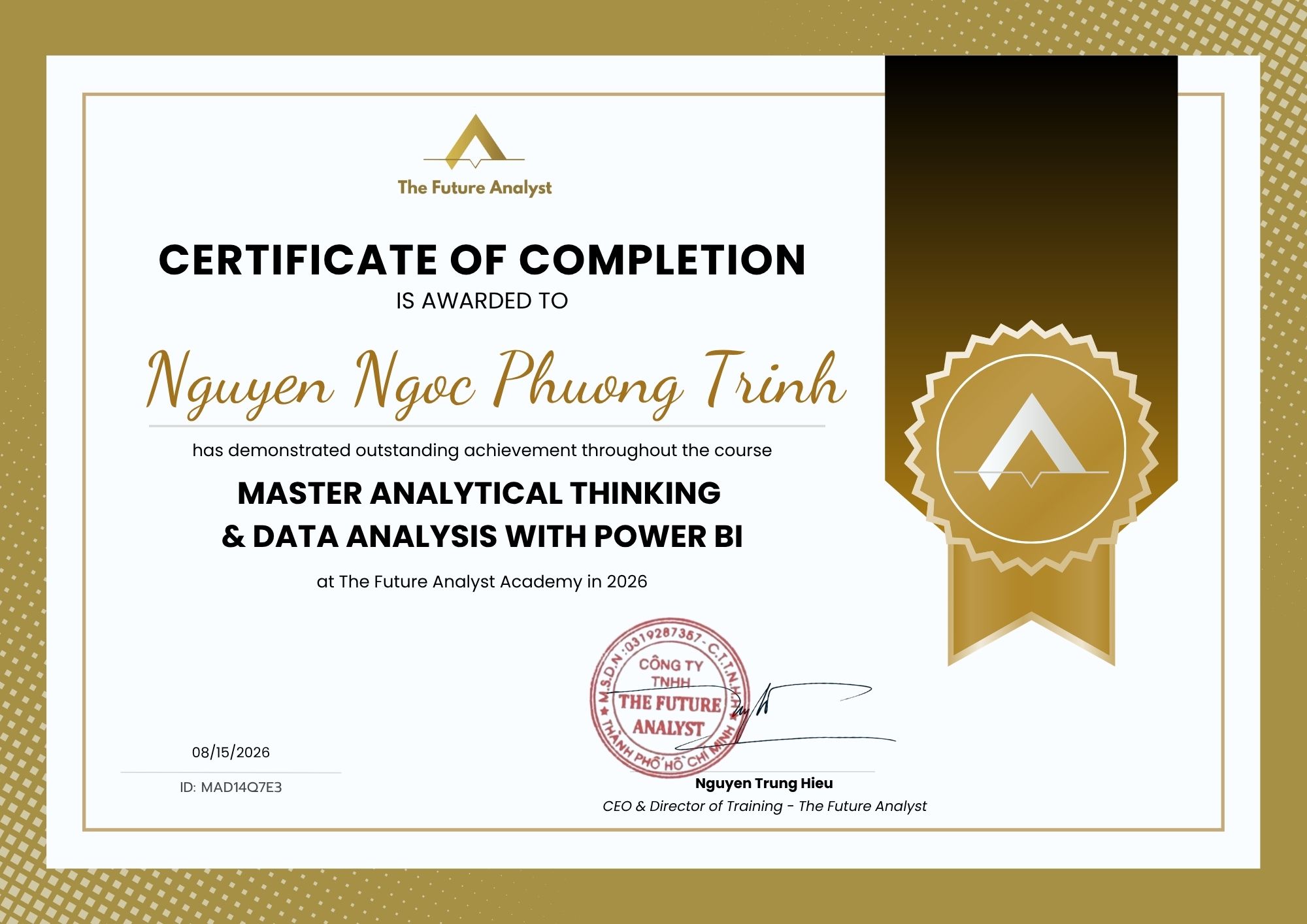 Certificate of Completion — Nguyen Ngoc Phuong Trinh